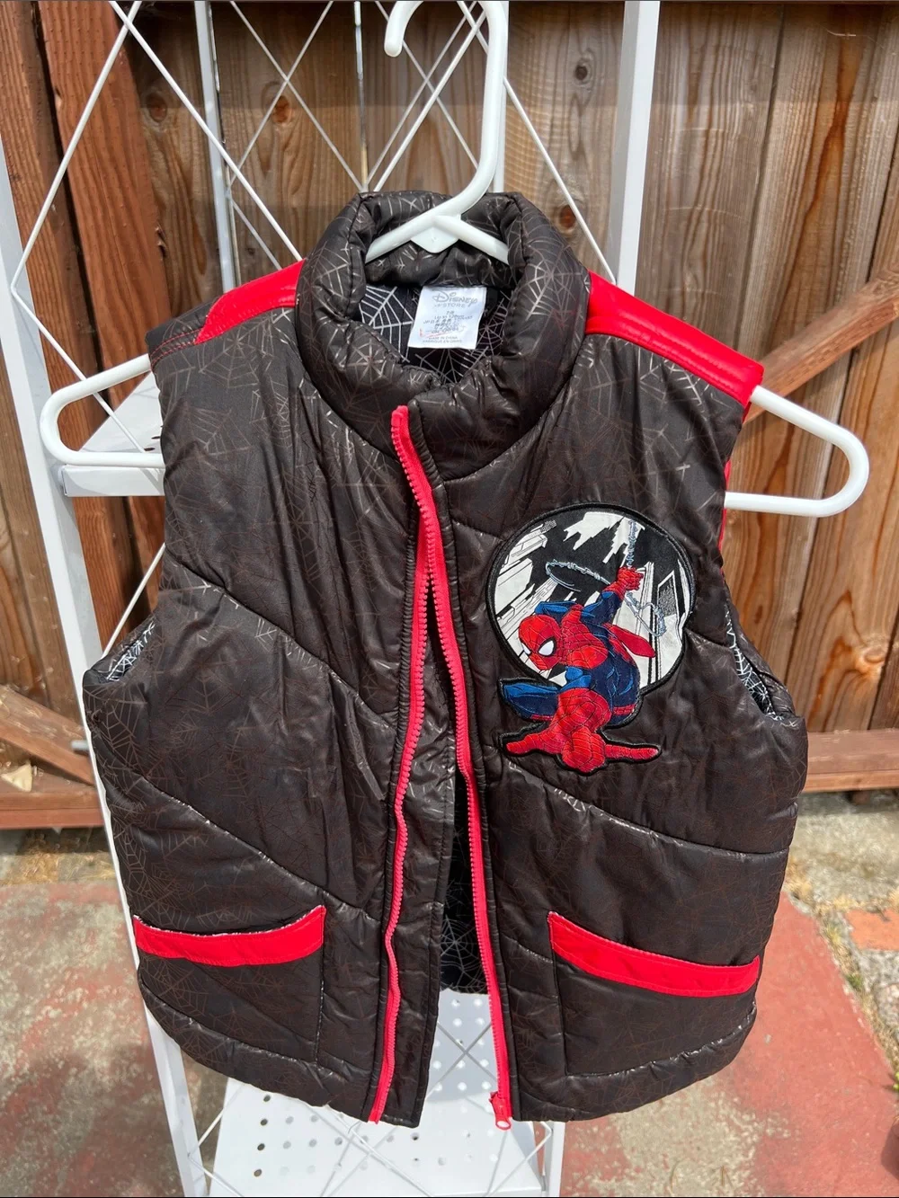 Disney Black and Red Spider-Man Quilted Vest for Kids